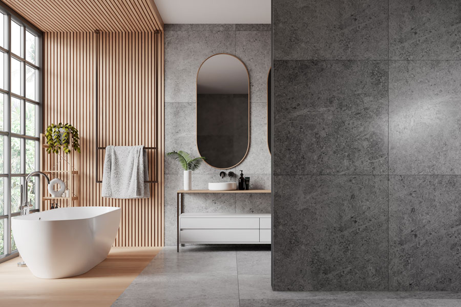 modernes dunkles badezimmer